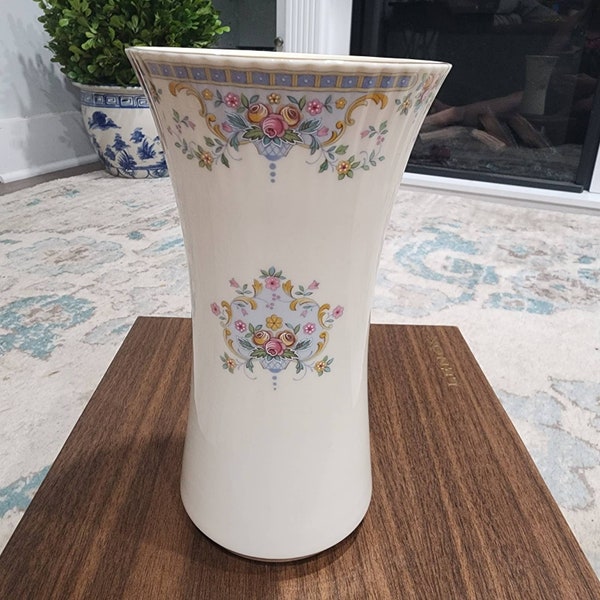 Royal Doulton Juliet Nine Inch Vase H5077 Vintage 1981 Fine Bone China Floral and Gold Trim Accents