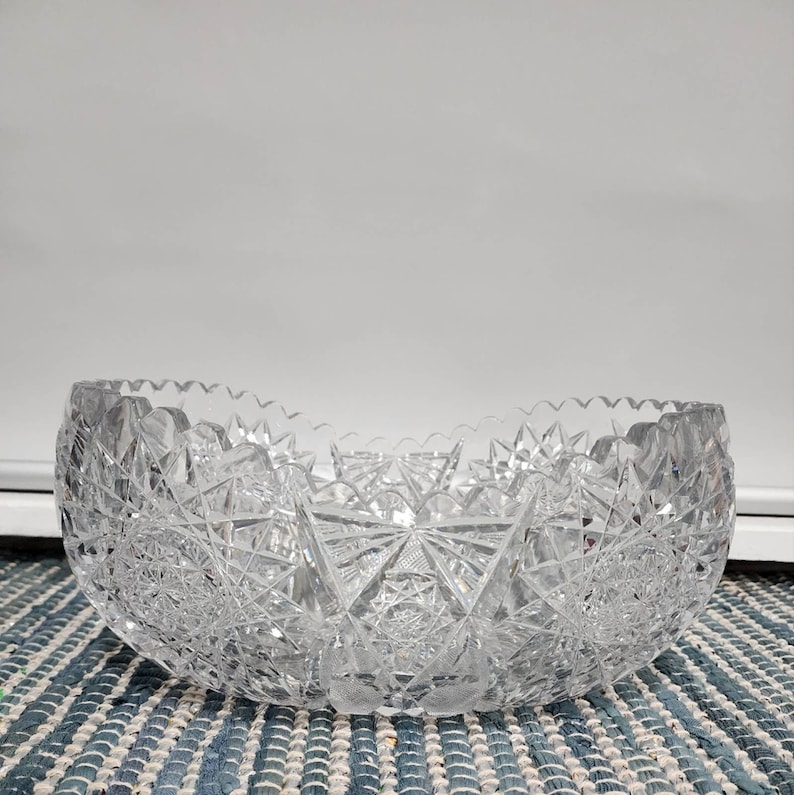 Vintage Cut Glass Fruit Bowl Etsy