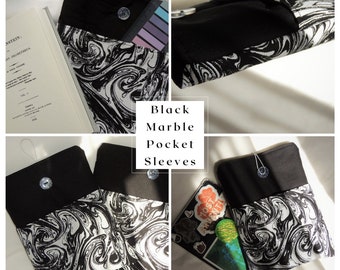 Handmade Black Marble Book / Kindle Sleeve