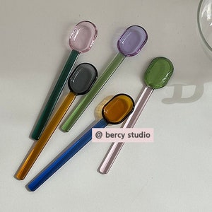Handmade reusable glass spoons set of 5