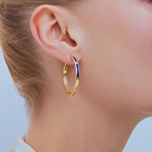 Iconic Blue Hoop Earrings