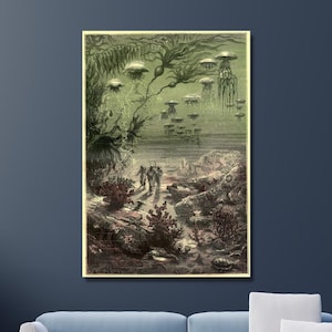 Jules Verne, Twenty Thousand Leagues Under The Sea, - Vintage Buchillustrationen, Bildkunst, Leinwanddruck, Raumdekoration