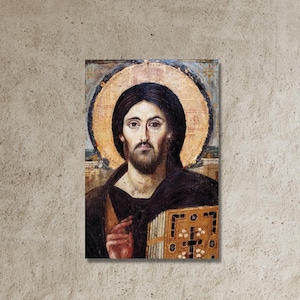 The Christ Pantocrator of St. Catherine&#39;s Monastery at Sinai,Christ Pantocrator Art, The Christ art,Sinai decor,ready to hang, home decor,
