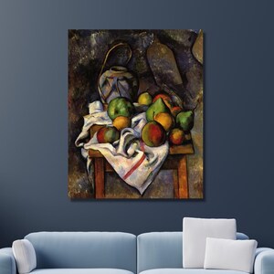 Ginger Jar and Fruit, 1895, von Paul Cezanne, Paul Cezanne Kunst, Obstdekor, Leinwanddruck, fertig zum Aufhängen, Ginger Jar Poster