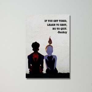 Spiderman banksy,spiderman and girl, banksy art,colorfull banksy,spiderman decor,spiderman art,Compartment poster, home decor, ready to hang
