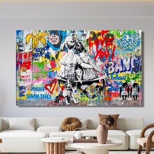 Banksy, Home Decor,street wall art,Banksy Style Canvas,Canvas Wall Art Poster Print Extra Large Wall Art Modern Wall Decor,banksy canvas