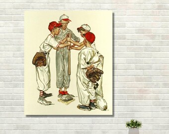 ノーマン ロックウェル 4 人のスポーツ少年野球アメリカーナ