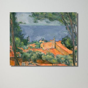 Paul Cezanne ,L&#39;Estaque mit roten Dächern, 1885,Dächernart,Dächern  poster,Ready To Hang,Paul Cezanne canvas,living room decor