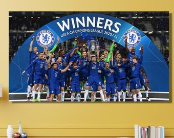 Champions League, champion Chelsea,Champions poster, Champions decor,football fan gift,Chelsea football art,