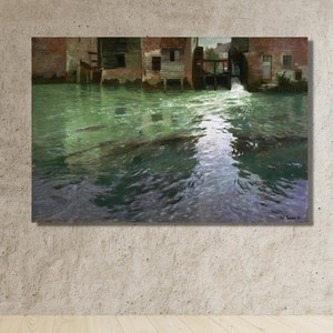 Frits Thaulow, Watermill, 1892,Canvas Wall Art,Ready To Hang Canvas,Frits Thaulow Art, Expressionism Art, Watermill decor,