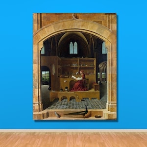 Antonello da Messina, St Jerome in, his Study, room decor, Messina decor,St Jerome art,St Jerome poster, clasicc picture
