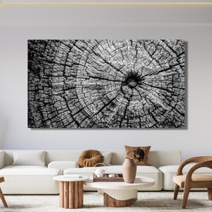 black and white, felled tree, trunk tree, rings, trunk tree, rings,felled tree decor,trunk tree poster,Home Art Gift, Vintage Canvas,