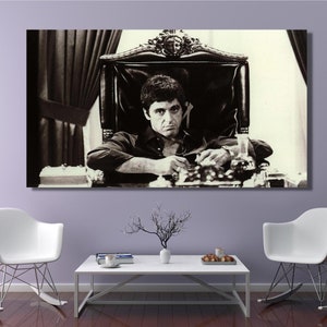 Al Pacino, gangsters art, Gangsters Wall Art,Scarface Al Pacino, Tony Montana ,Godfellas Poster,Large Canvas Wall Art