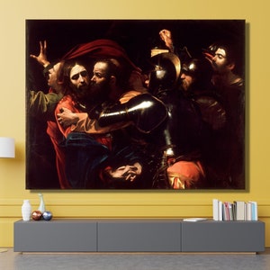 Caravaggio, The Taking of Christ, Caravaggio picture art,Taking of Christ,Taking Christ decor,Caravaggio wall art,Caravaggio canvas print