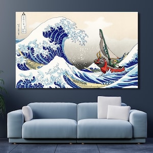 Legend of Zelda Windwaker The Great Wave off Kanagawa,Zelda POSTER,Zelda Dekor, moderne Leinwand Kunst,Zelda Poster