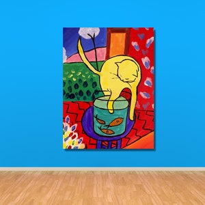 Henri Matisse, de kat met rode vis, fotokunst, canvasafdruk, kamerinrichting, Henri Matisse-kunst, kamerinrichting Matisse, canvaskunstafdruk
