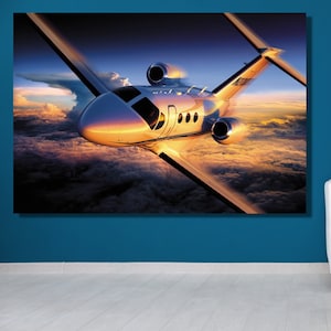 Light Jet, Light Jet Wall Decor,Airplane in sunrise view,Airplane poster,Light Jet poster,living room decor