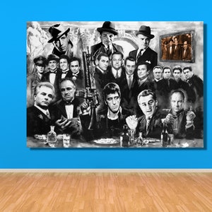 Famous Gangsters,Gangsters decor, modern canvas,Godfather canvas print ,Scarface Poster,Luxury Wall Art,Office Decor,Ready To Hang