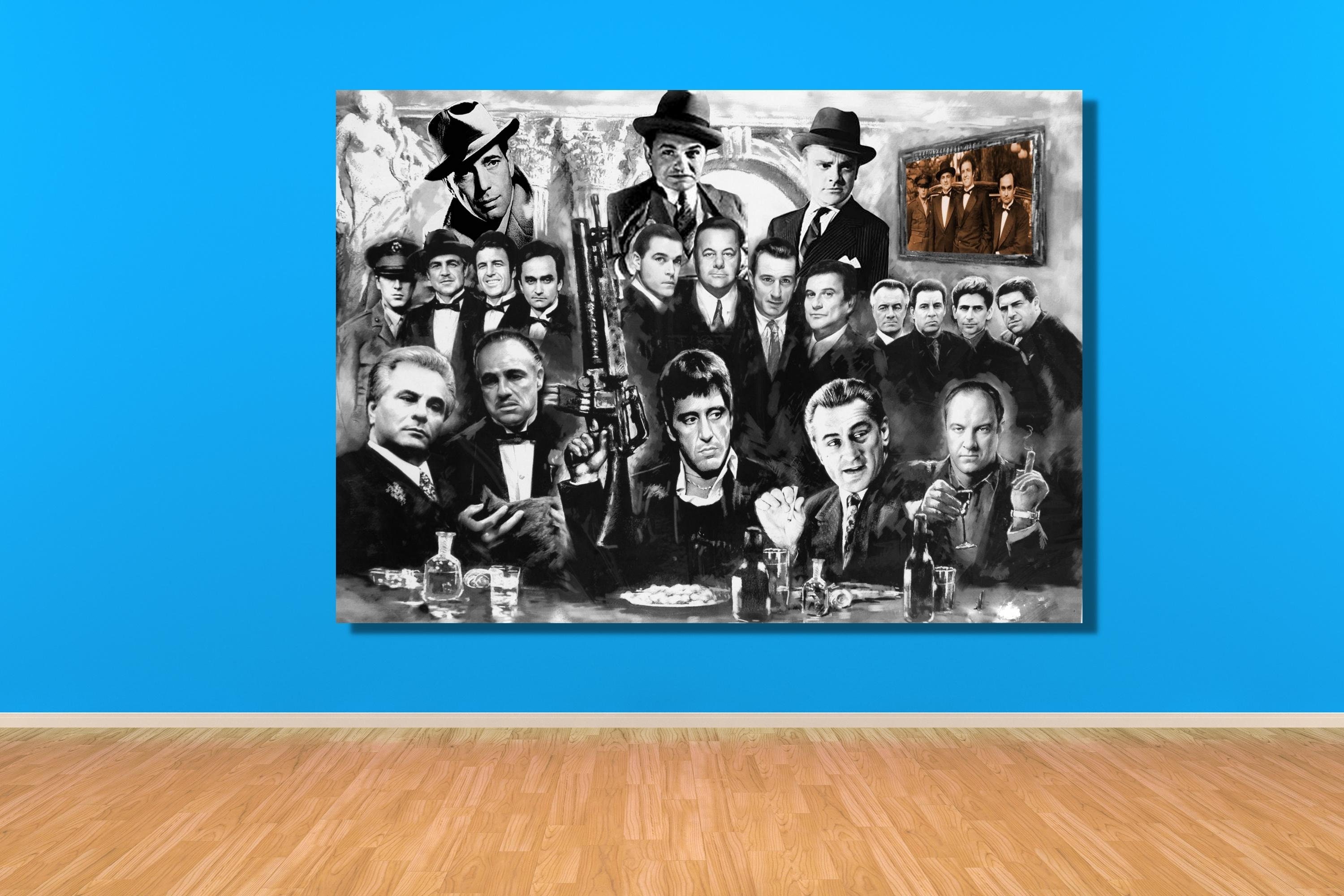 Famous Gangsters,Gangsters decor, modern canvas,Godfather canvas print ,Scarface Poster,Luxury Wall Art,Office Decor,Ready To Hang