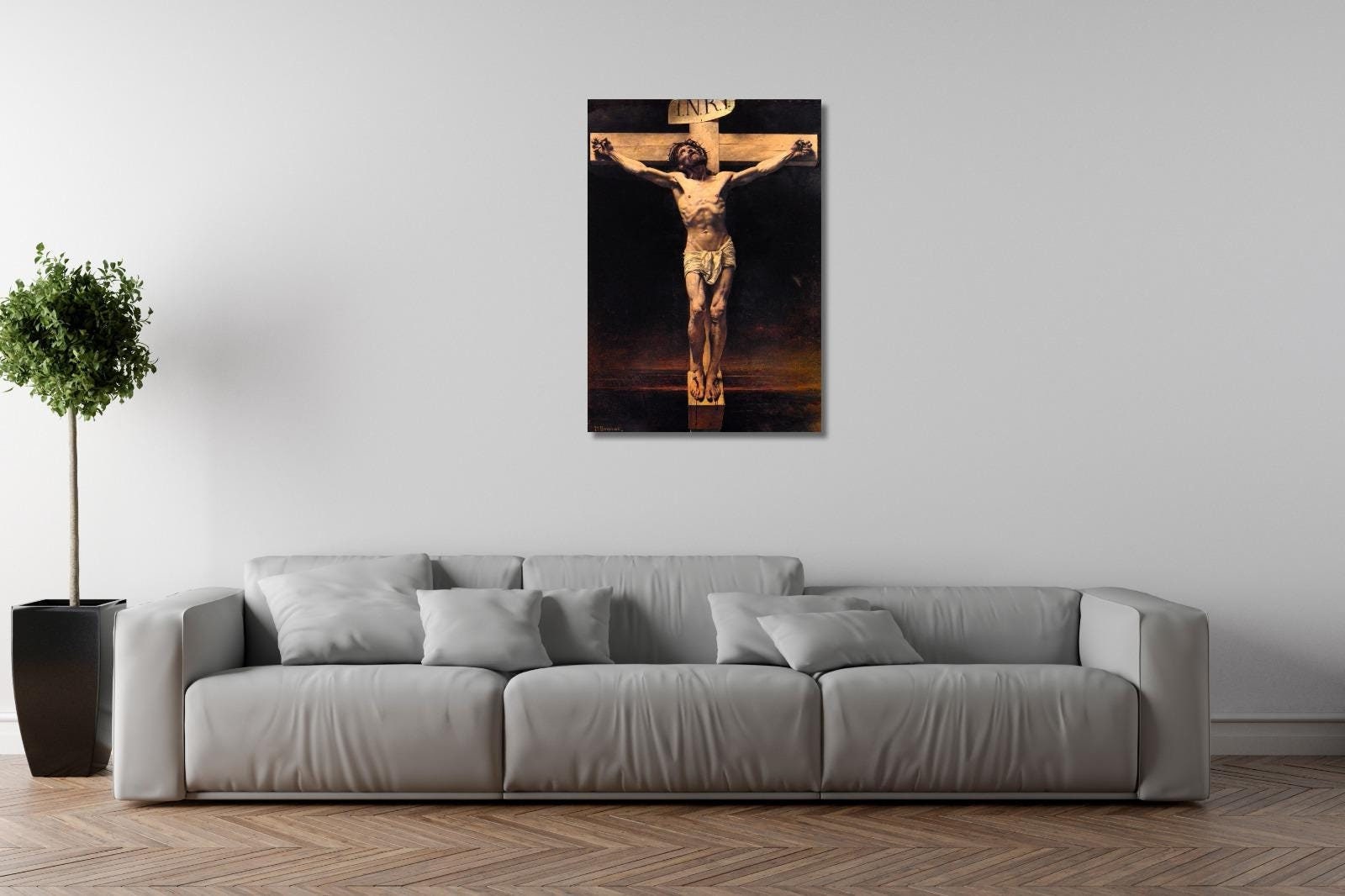 Leon Bonnat, Christus aan het kruis, 1874, de kruisiging, klassieke muurkunst, Christusdecor, het kruisdecor, kamerwanddecor, klaar om op te hangen