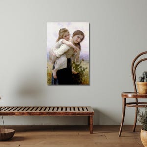 William-Adolphe Bouguereau, Not Too Much To Carry, Canvas wall Art, William-Adolphe art, ready to hang, home decor, women and children,
