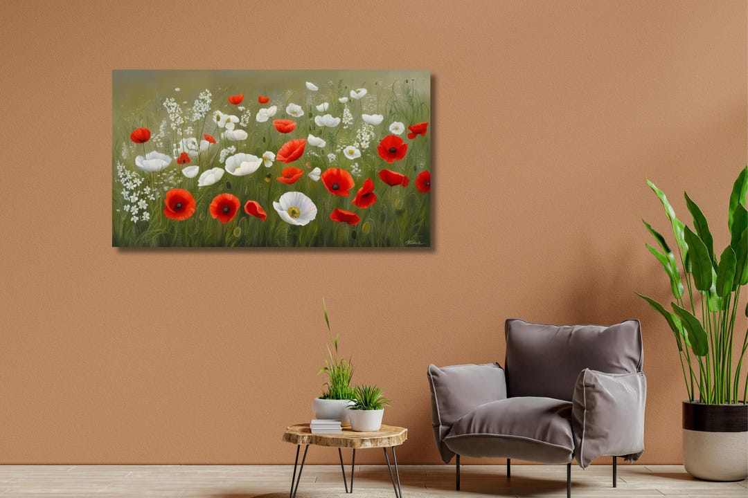 Garden of Poppies, Poppies Wall Art, Poppies Decor, Canvas Wall Art ...