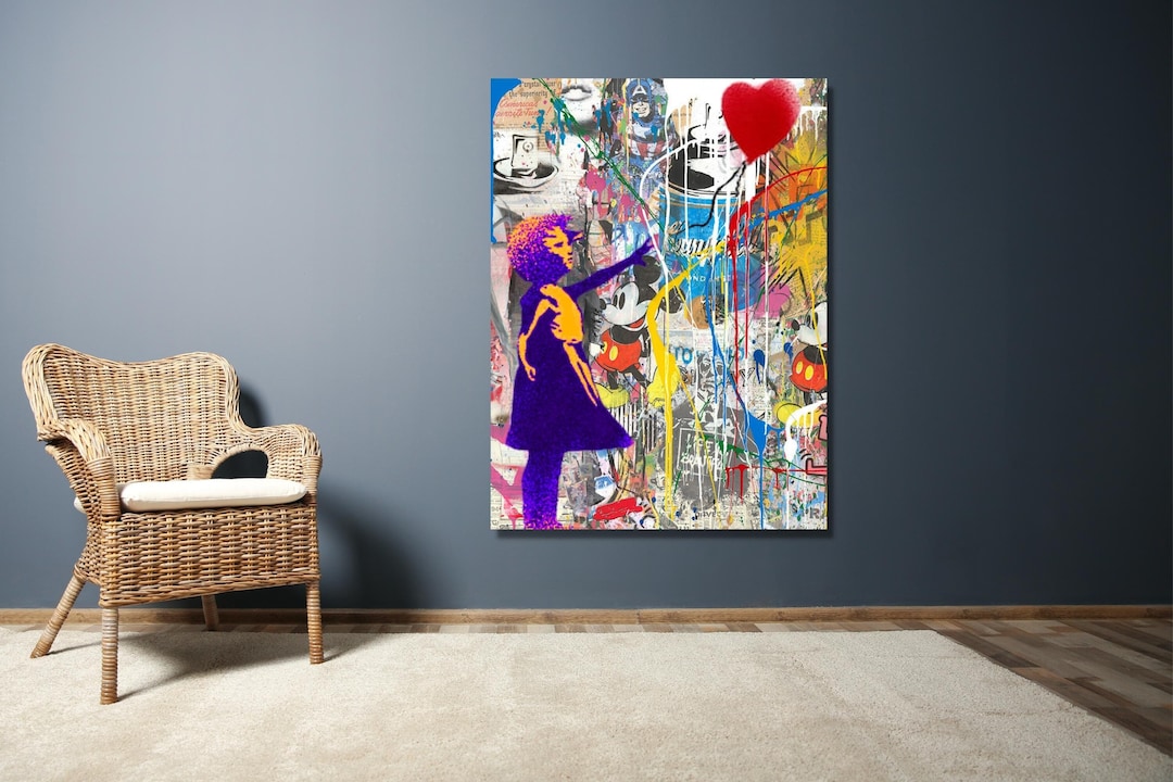 Banksy Wall Art, Graffiti Wall Art, Colorful Girl, Canvas Wall Art ...