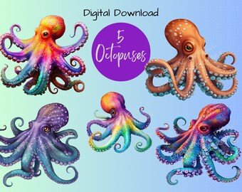 Under the Sea Octopus Collection, Octopus PNG, Clipart, PNG Digital, Underwater