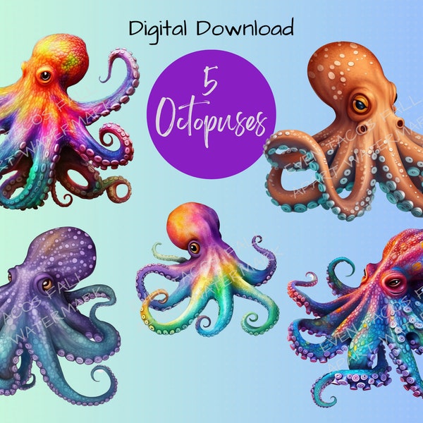 Under the Sea Octopus Collection, Octopus PNG, Clipart, PNG Digital, Underwater