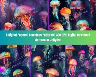 Aquarel kwallen naadloze digitale papier Pack