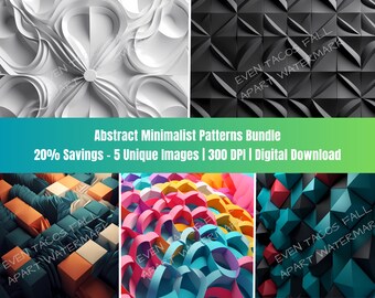 Bundel met 5 abstracte 3D-patronen - 20% korting! | Digitaal downloaden | 300 dpi | PNG | Afdrukbare kunst | Sublimatie | Ontwerp