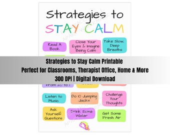Calm Mind Strategies Printable - 5 Maten - Digitale Download - Kaarten - Posters - voor leraren, therapeuten, ouders en meer!