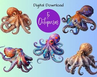 Mysteries van de Oceaan Octopus Collectie, Octopus PNG, Clipart, PNG Digital, 300 DPI