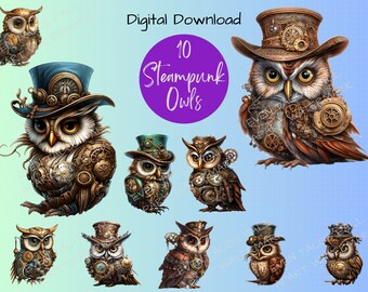 Steampunk uil collectie, uil PNG, clipart, PNG, digitaal