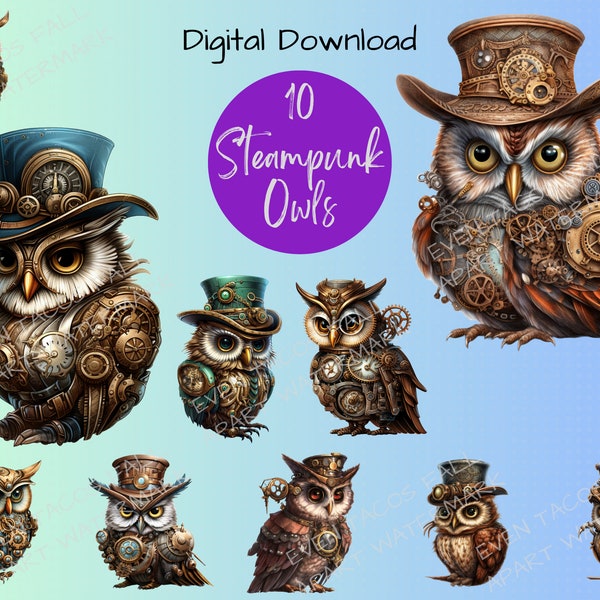 Steampunk Owl Collection, Owl PNG, Clipart, PNG, Digital