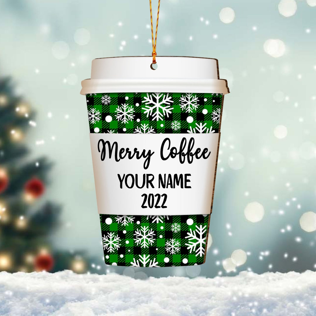 Custom Coffee Cup Ornament 2D Flat Wood Ornament Coffee Lover - Etsy