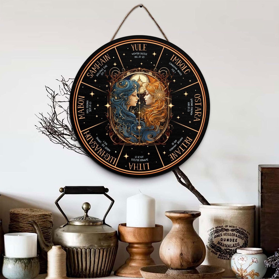 Wheel of the Year Wood Sign Wall Plaque Home Decor Witch Etsy