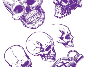 Skull war tattoo stencil file