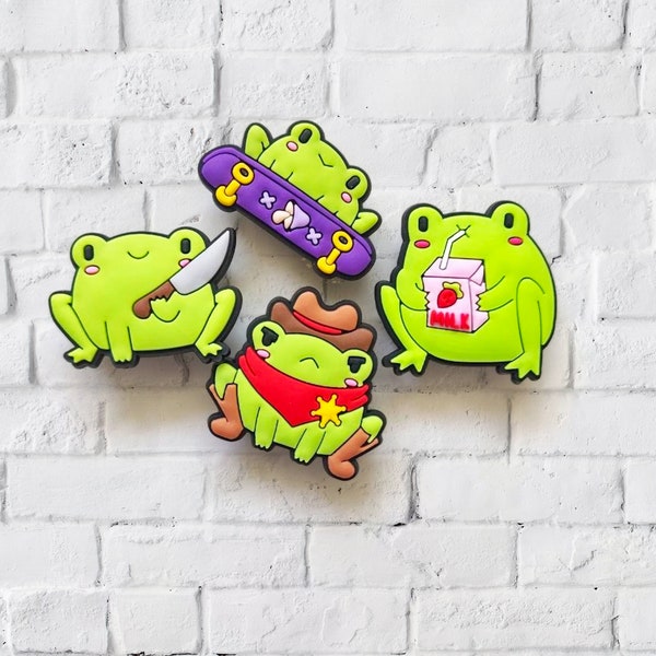 Cute Frogs Prince Croc Shoe Charms, Kawaii Anime Animals Croc Jibbitz,Clog Sandals Accessories,Cartoon Jibz Buckle for Bracelets Kids Gifts