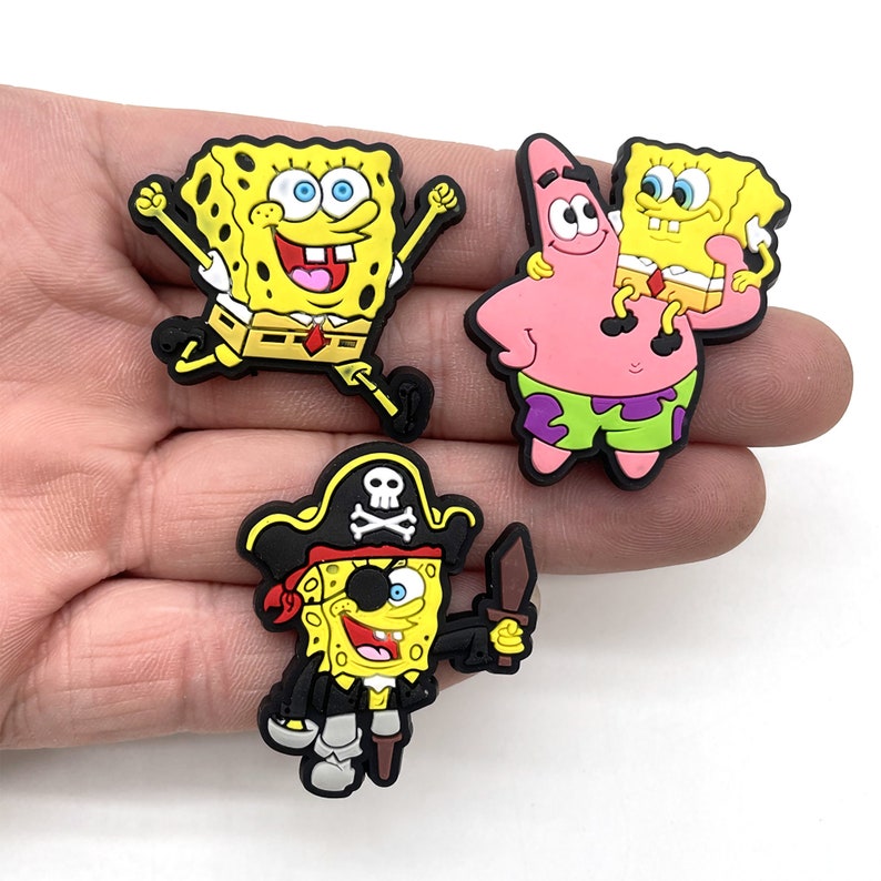 Funny Meme SpongeBob Beechburg Croc Shoe Charm Cartoon Sponge Squid Croc Jibbitz for Hole Slipper/Sandals/Clogs/Boggbag Charm Gift for her image 2