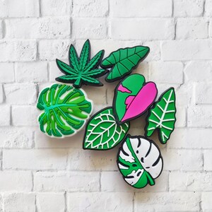 Botanical Leaves Croc Shoes Charms Decoration Mix and Match Jibbitz,Clog Sandals Accessories,Cartoon Jibz Buckle for Bracelets Kids Gifts