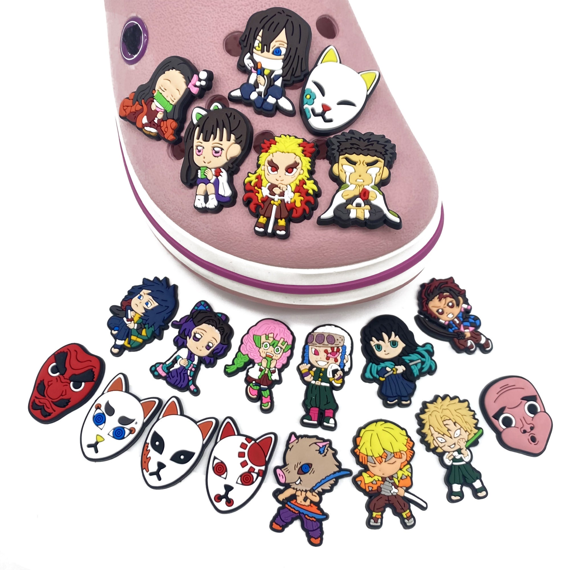 Animated Demon Slayer Mask Croc Shoes Charm Jibbitz,anime Character Shoes Decor for Fans,shounen