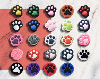 3/24PCS Kawaii Cat Dogs Paw Print Croc Shoe Charms|Popular Lovely Animal Jibbitz for Hole Slipper/Clog Sandals/Boggbag Charm Party Prom Gift