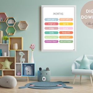Months of the Year Printable Classroom Homeschool Playroom - Etsy