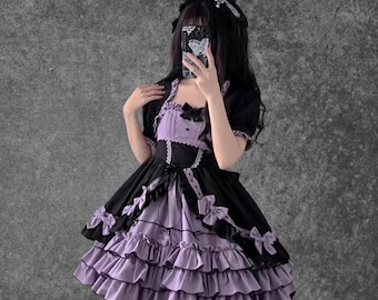 Lolita Dress For Women, High Waist, Mini Dress, Gothic Lolita, Goth Clothes, Harajuku, Vintage Dress, Princess Dress,