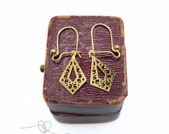 Gold patterned earrings 9ct dangle Earrings Gold drop earrings 375 Gift for Wife Gift for Girlfriend Hallmarked gold 375