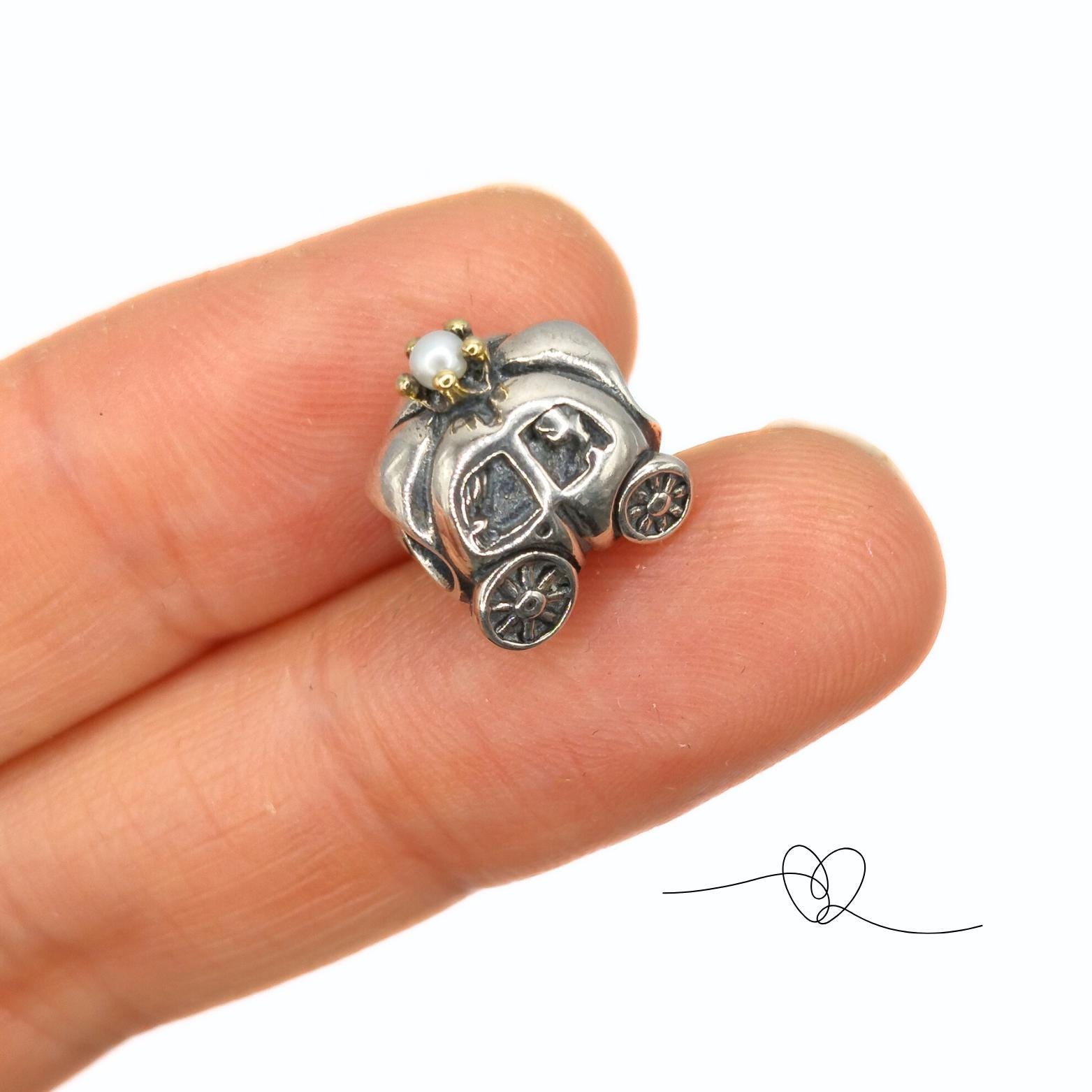 PANDORA STERLING SILVER AND 14k GOLD ROYAL CARRIAGE CHARM | eBay