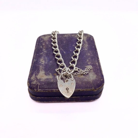 Vintage solid sterling silver charm bracelet hall… - image 1