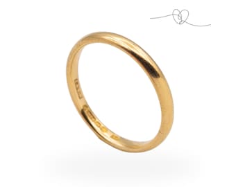 9ct Gold Vintage 3mm Comfort Fit Wedding Band, Yellow Gold Wedding Ring, Hallmarked Birmingham, UK S US 9, Classic Gold Band