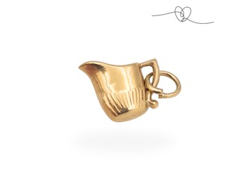 Tiny 9ct Gold Hollow Jug Charm, Fully Hallmarked, Dainty Pitcher Pendant, 0.37g Gold Charm